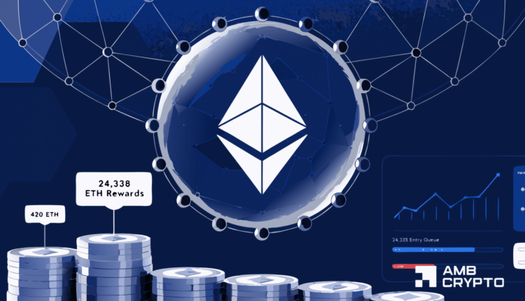 +420 ETH in staking rewards this week.